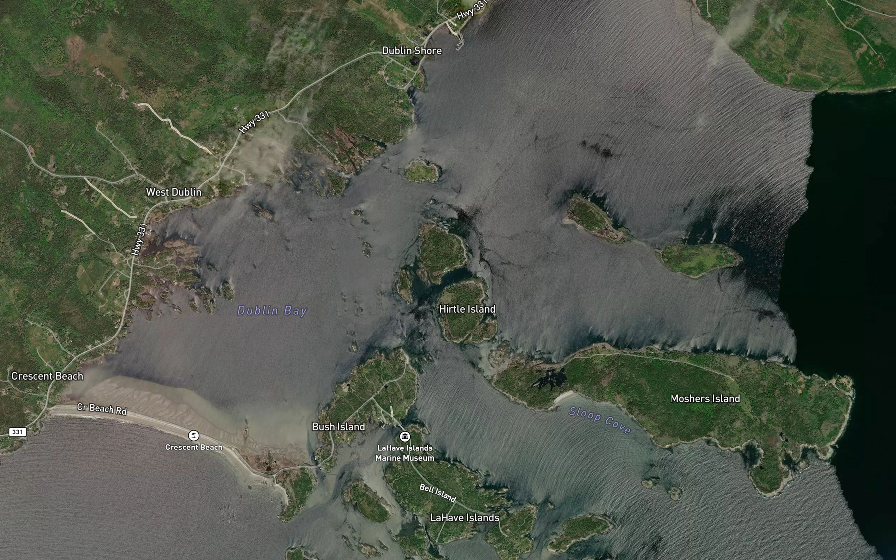 Satellite map of the Folly Channel