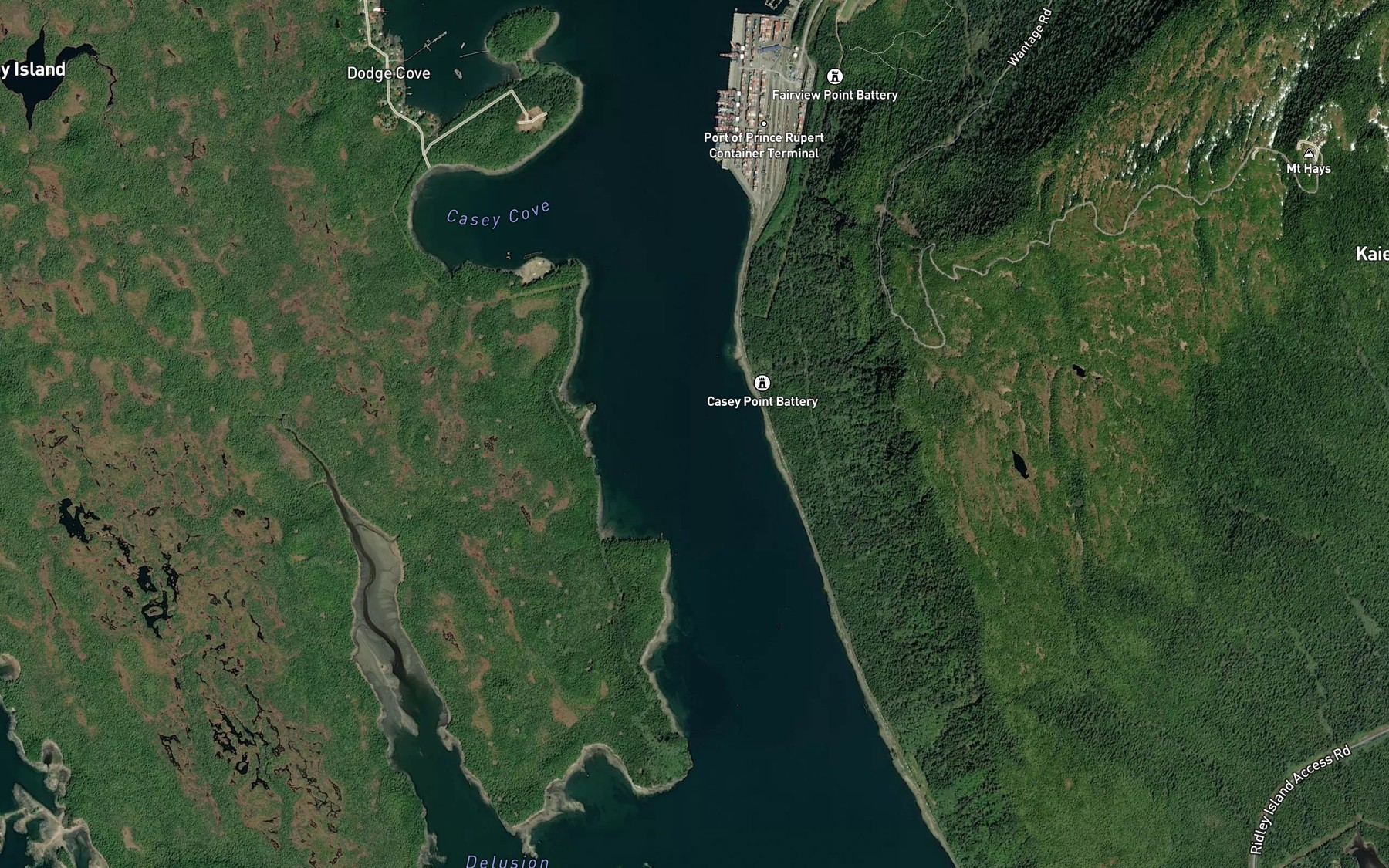 Satellite map of the Tuck Inlet
