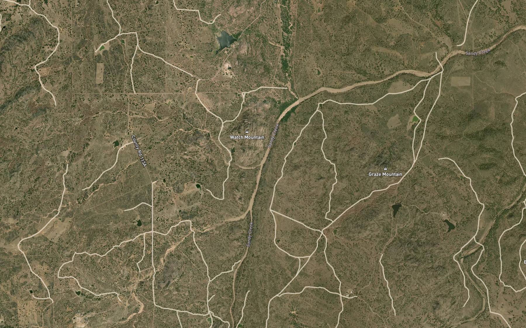 Satellite map of the Helms Creek
