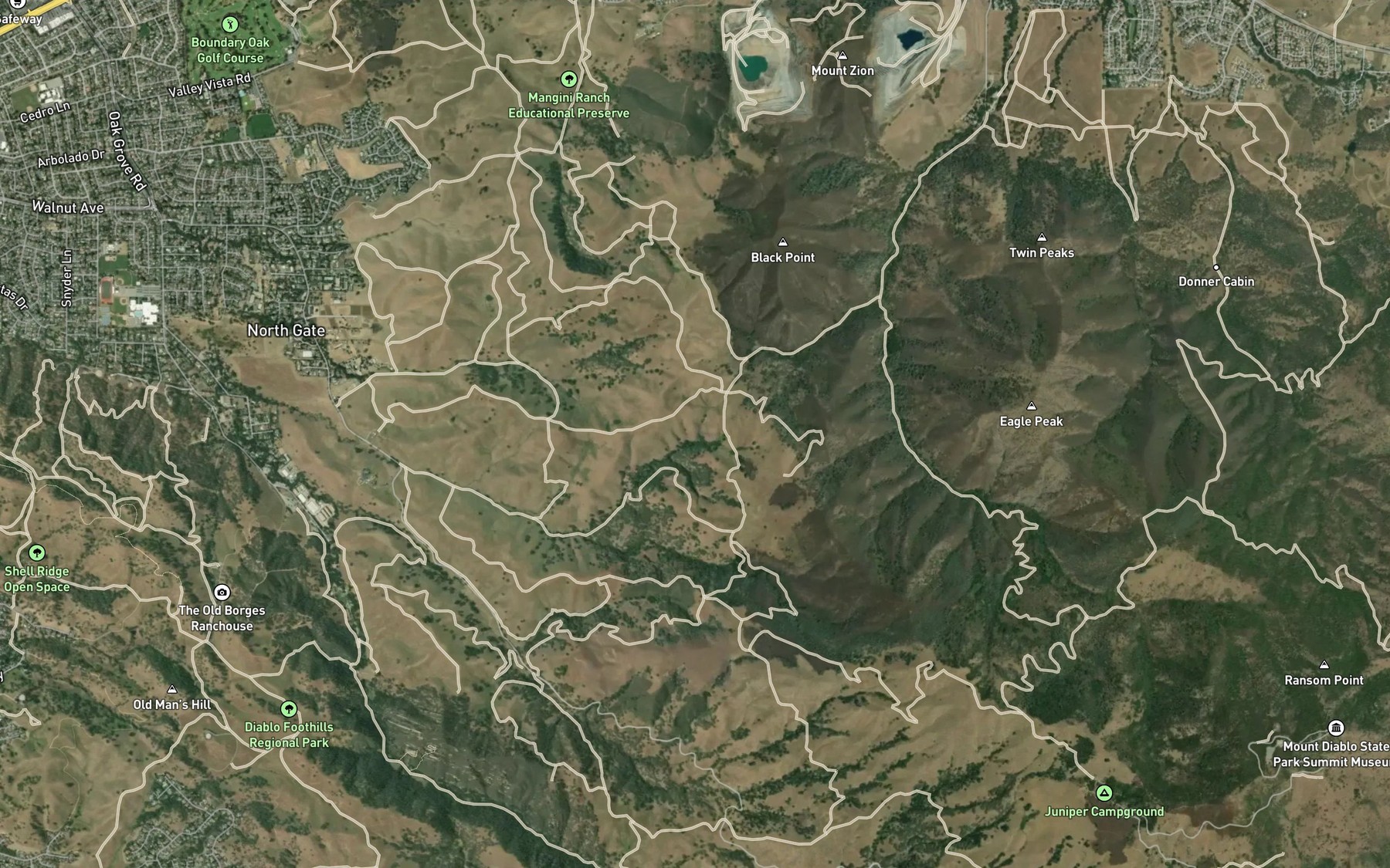 Satellite map of the Peach Tree Springs