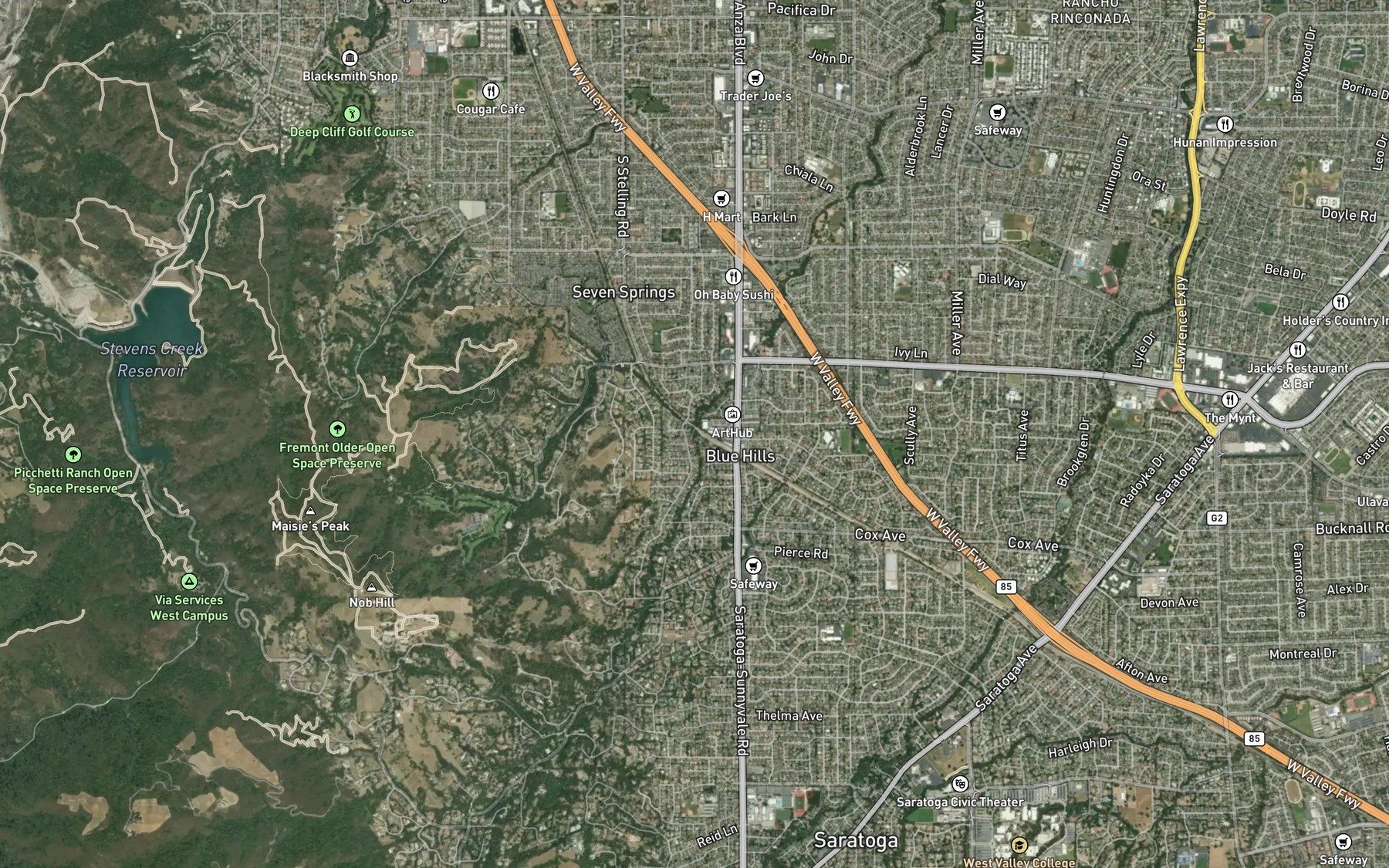 Satellite map of the Prospect Creek