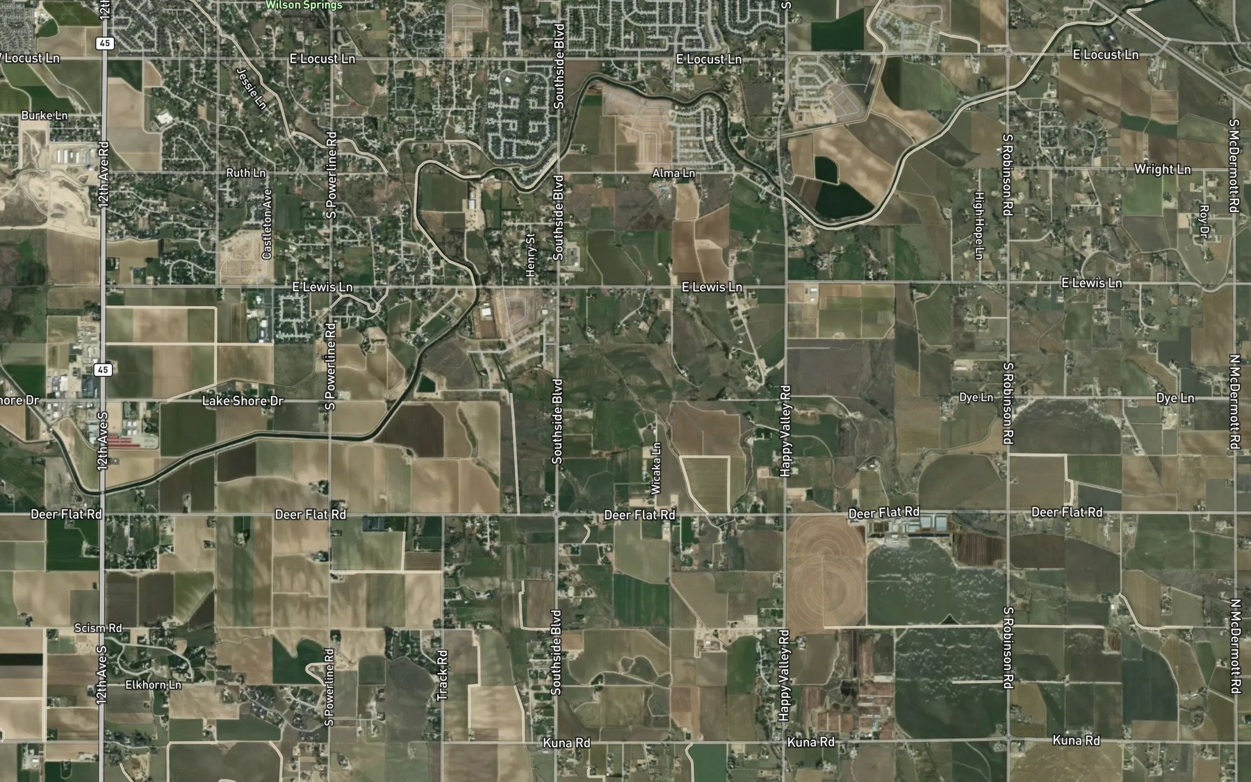 Satellite map of the South Nampa Lateral