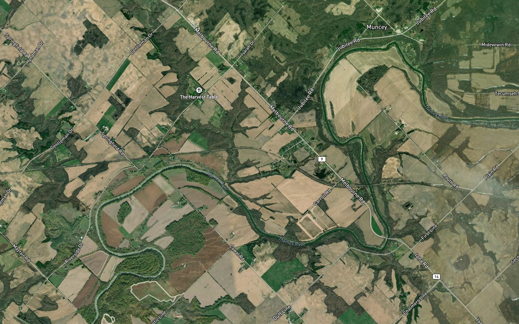 Satellite map of the Big Munday Creek