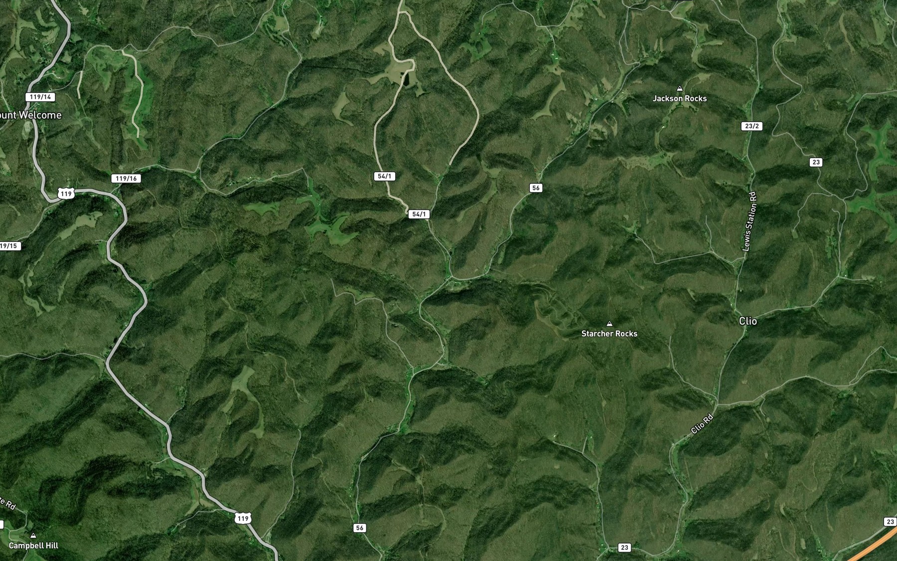 Satellite map of the Hardcamp Run