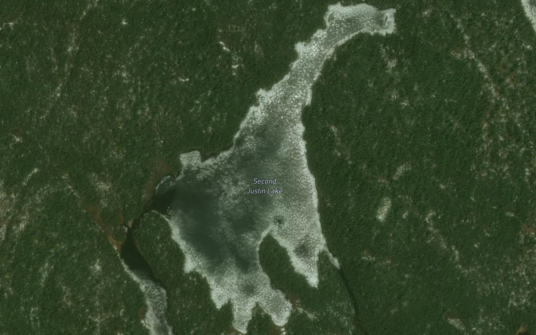 Satellite map of the Second Justin Lake