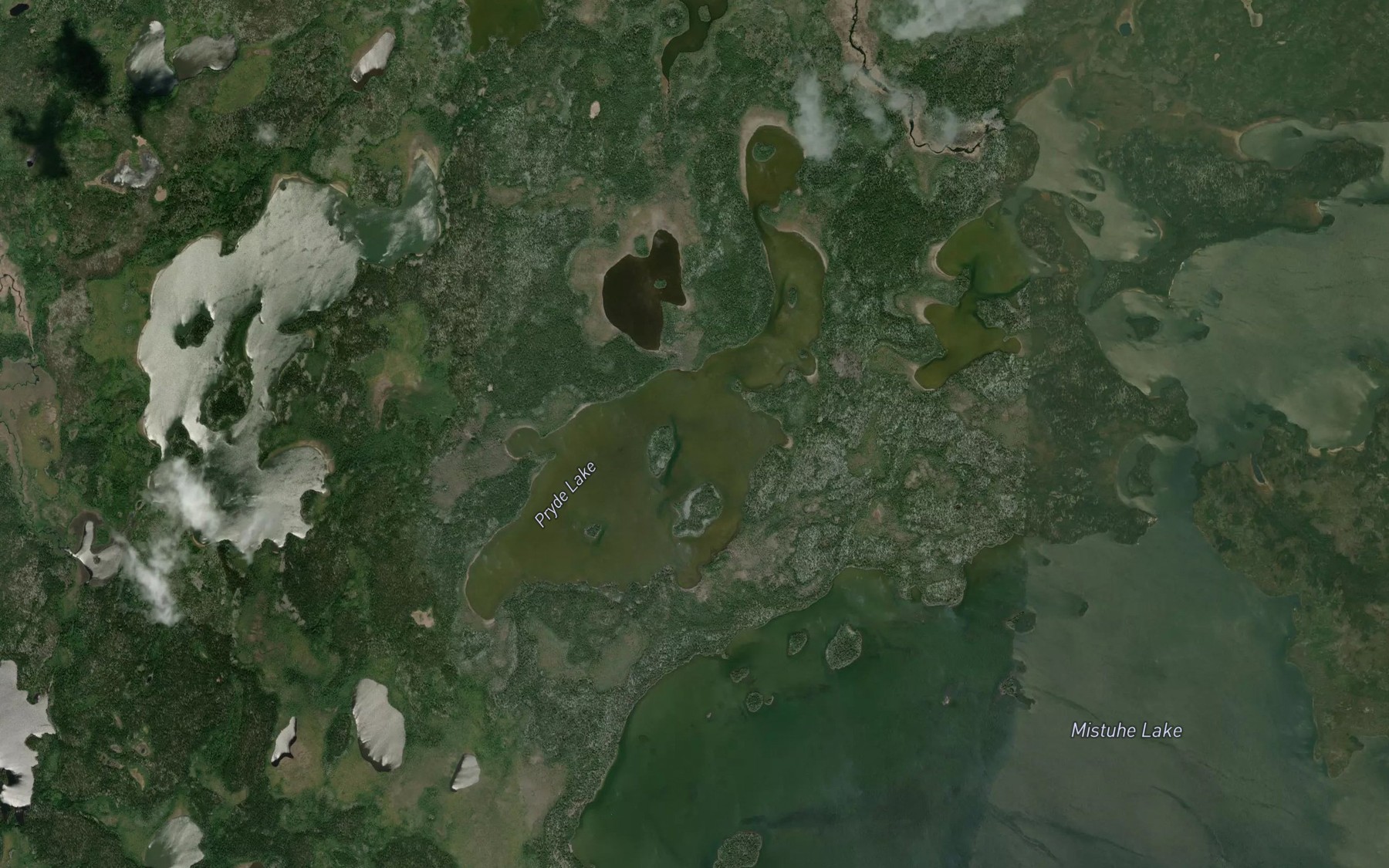 Satellite map of the Pryde Lake