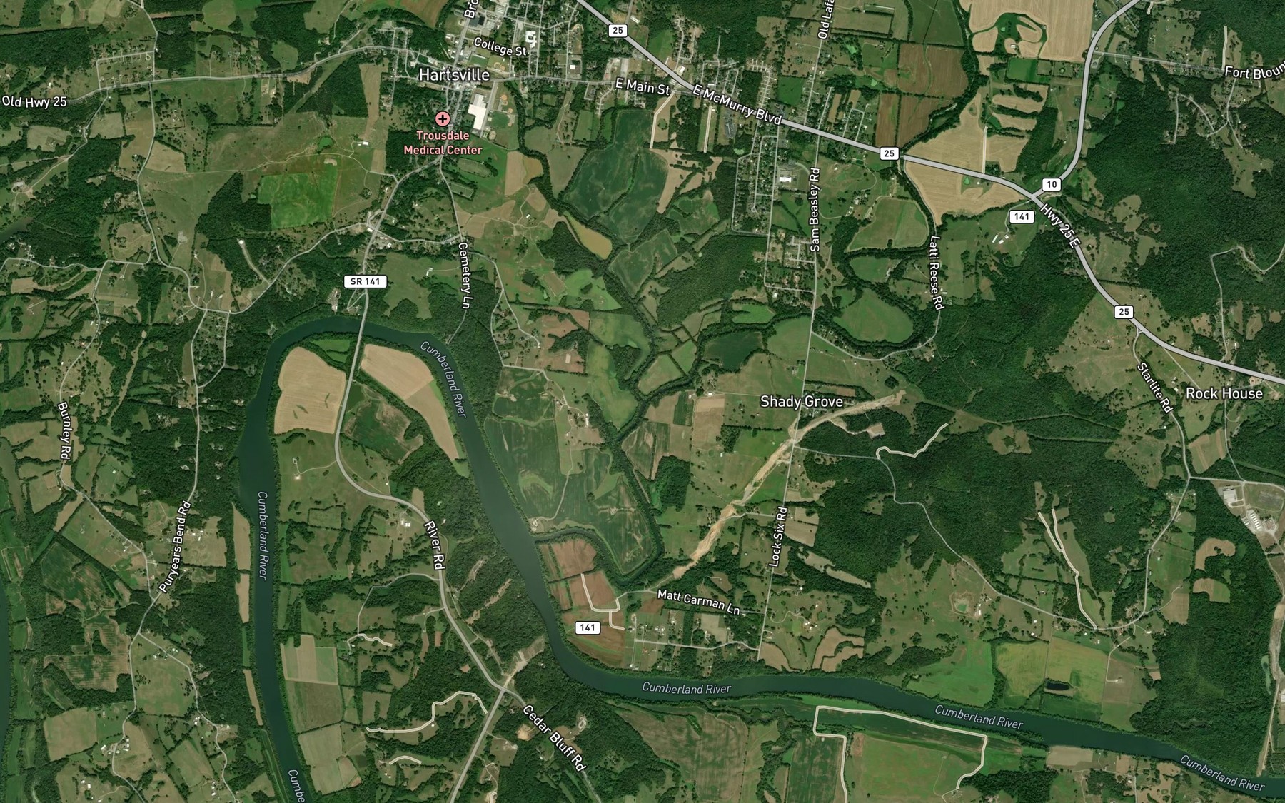 Satellite map of the Little Goose Creek