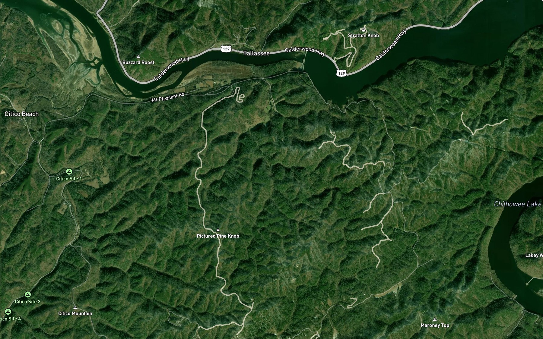 Satellite map of the Dry Prong