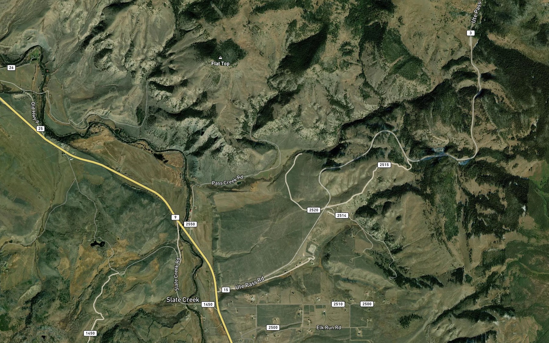 Satellite map of the Pasture Creek