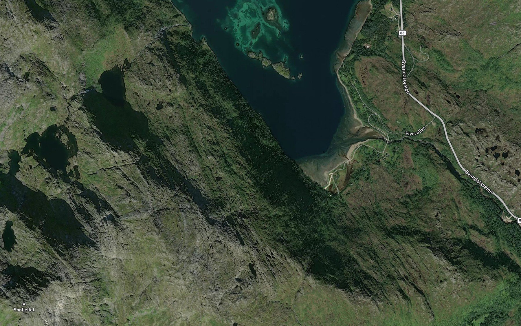 Satellite map of the Kvannbergelva