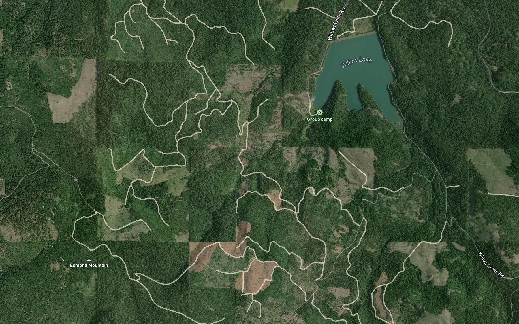 Satellite map of the North Fork Bieberstedt Creek