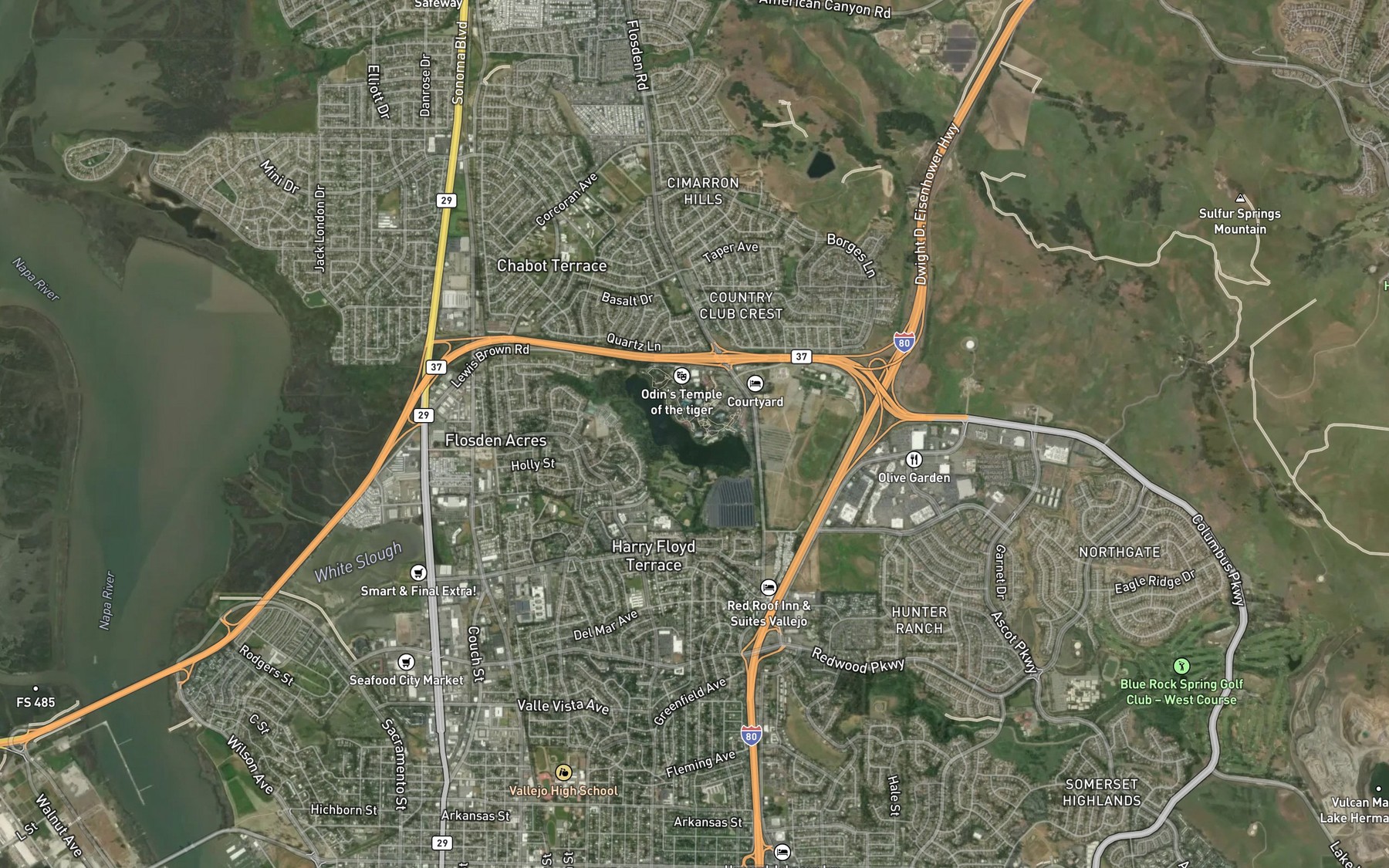 Satellite map of the Lake Chabot