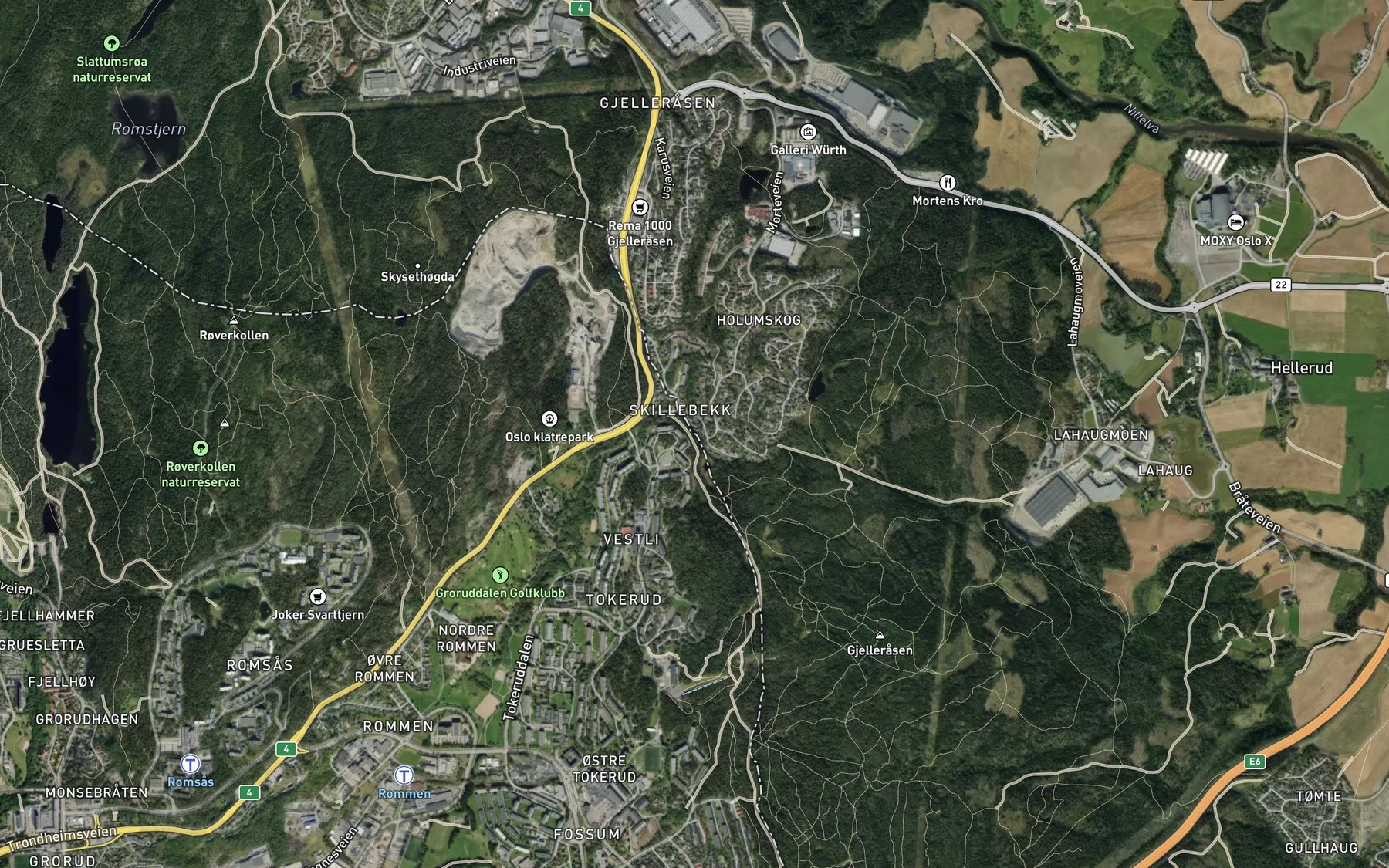 Satellite map of the Skillebekken