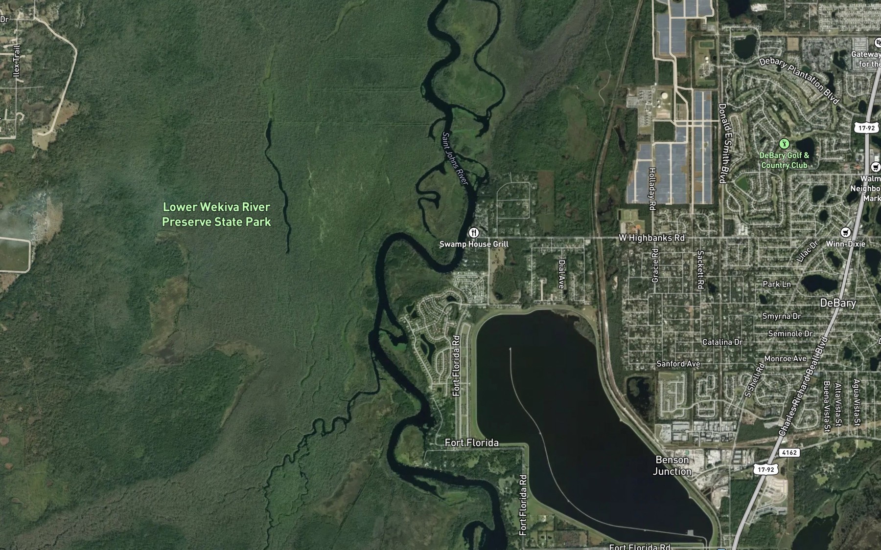 Satellite map of the Carson Bend
