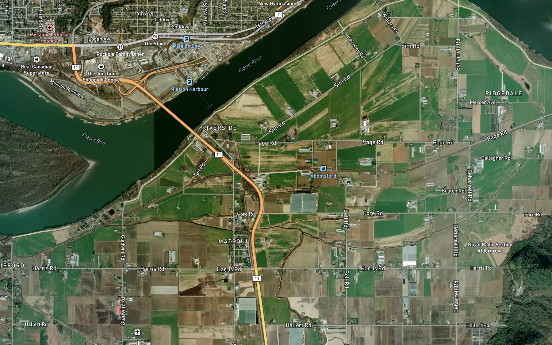 Satellite map of the Clayburn Creek