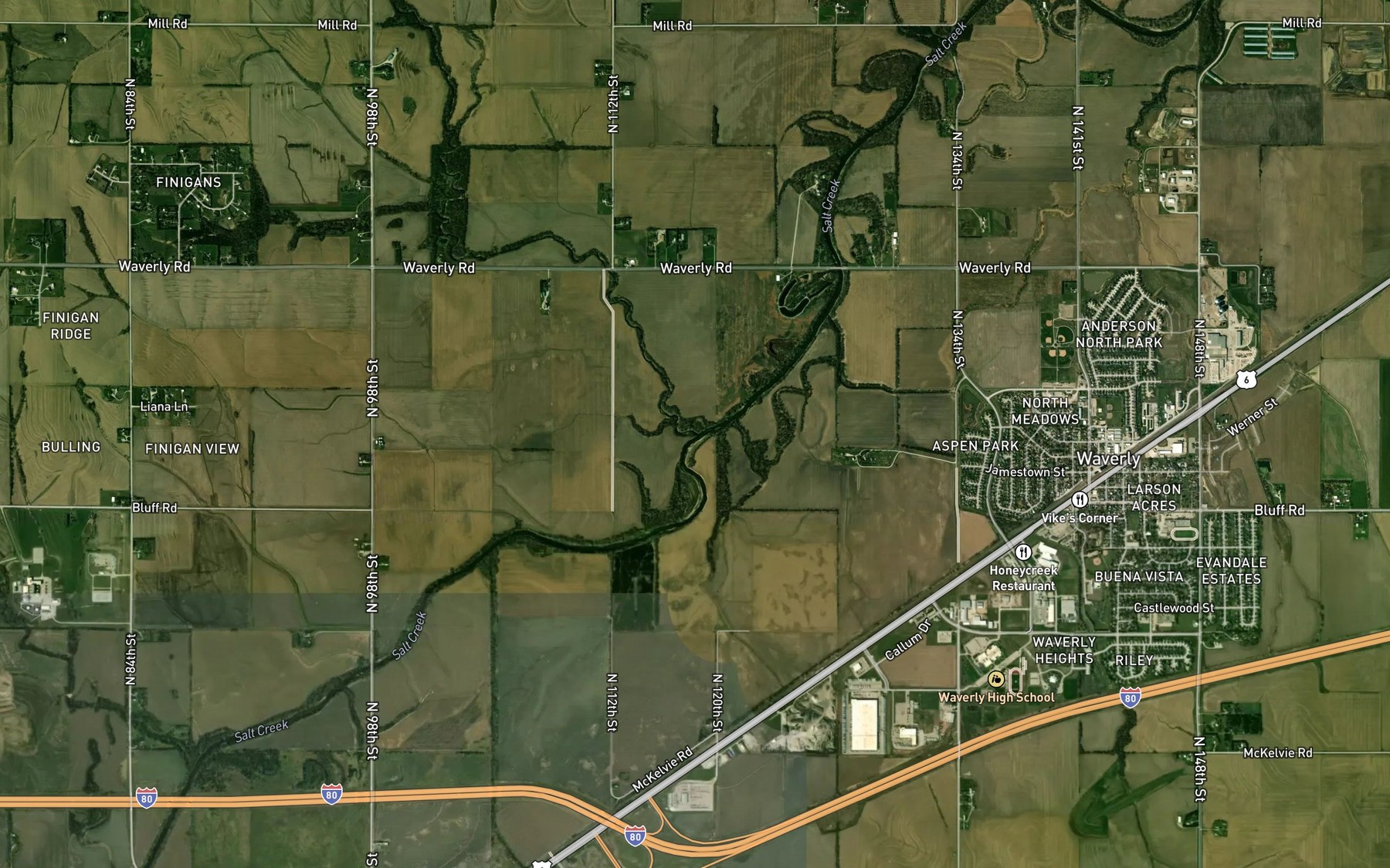 Satellite map of the Jordan Creek