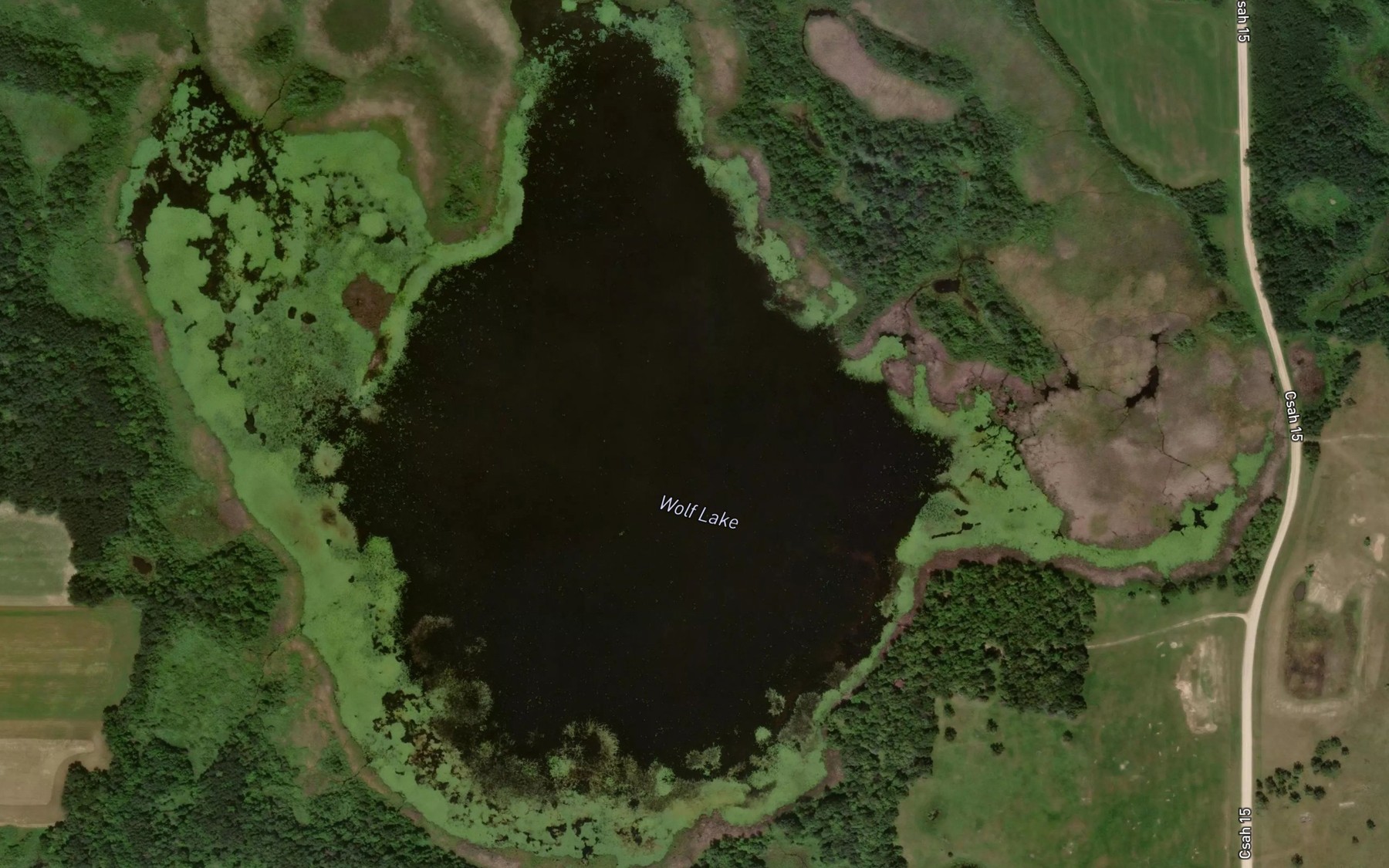 Satellite map of the Wolf Lake