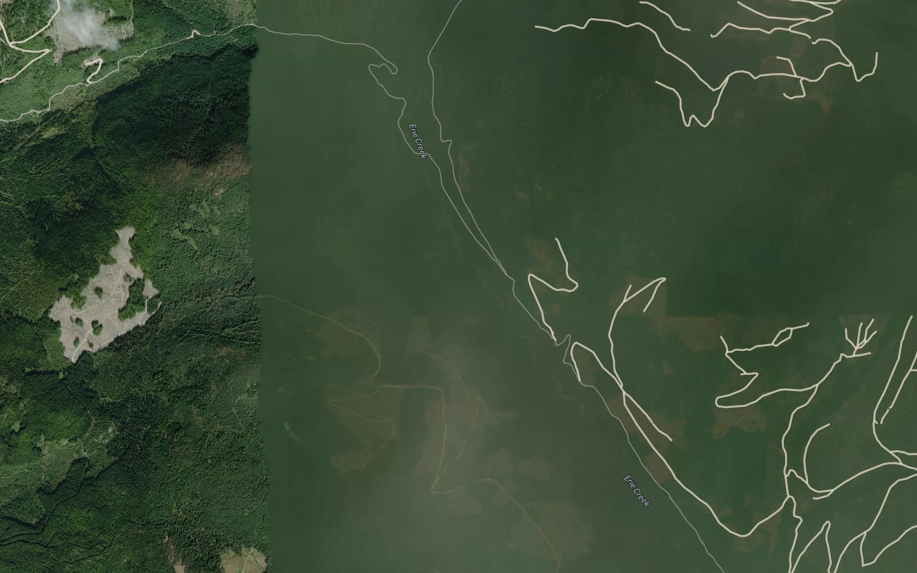 Satellite map of the Skilet Creek