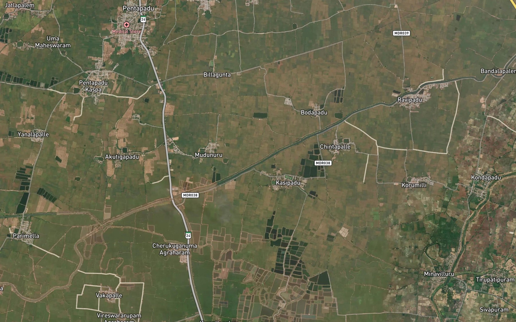 Satellite map of the Billagunta Drain