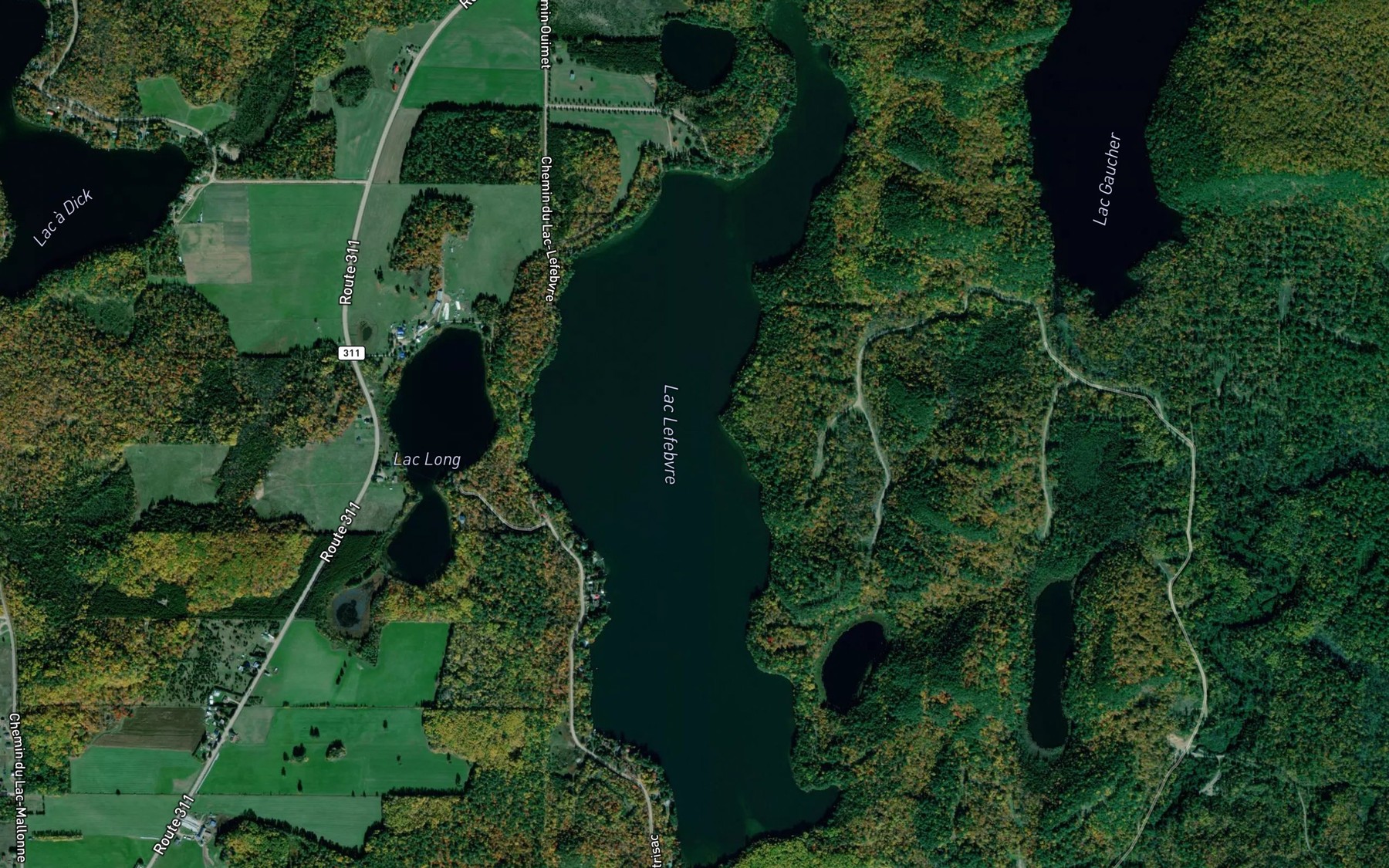 Satellite map of the Lac Lefebvre