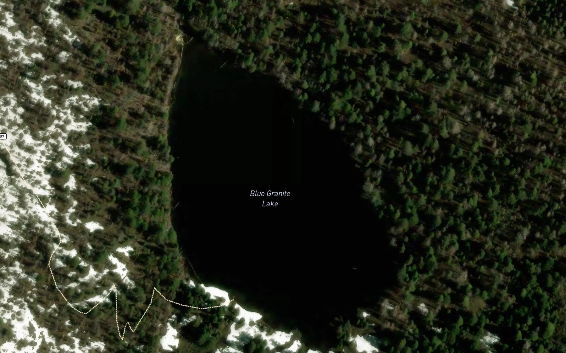 Satellite map of the Blue Granite Lake