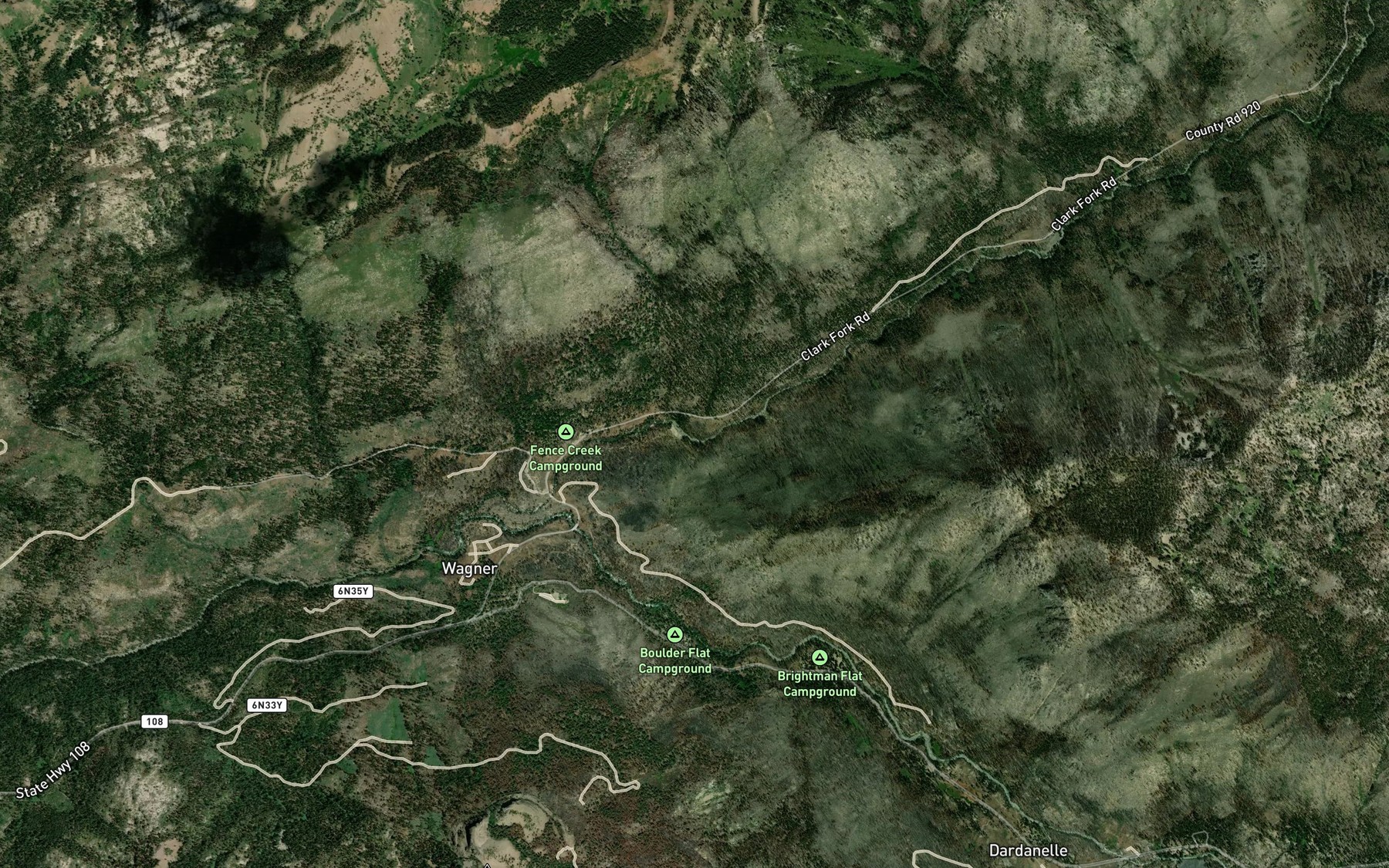 Satellite map of the Cloudburst Creek