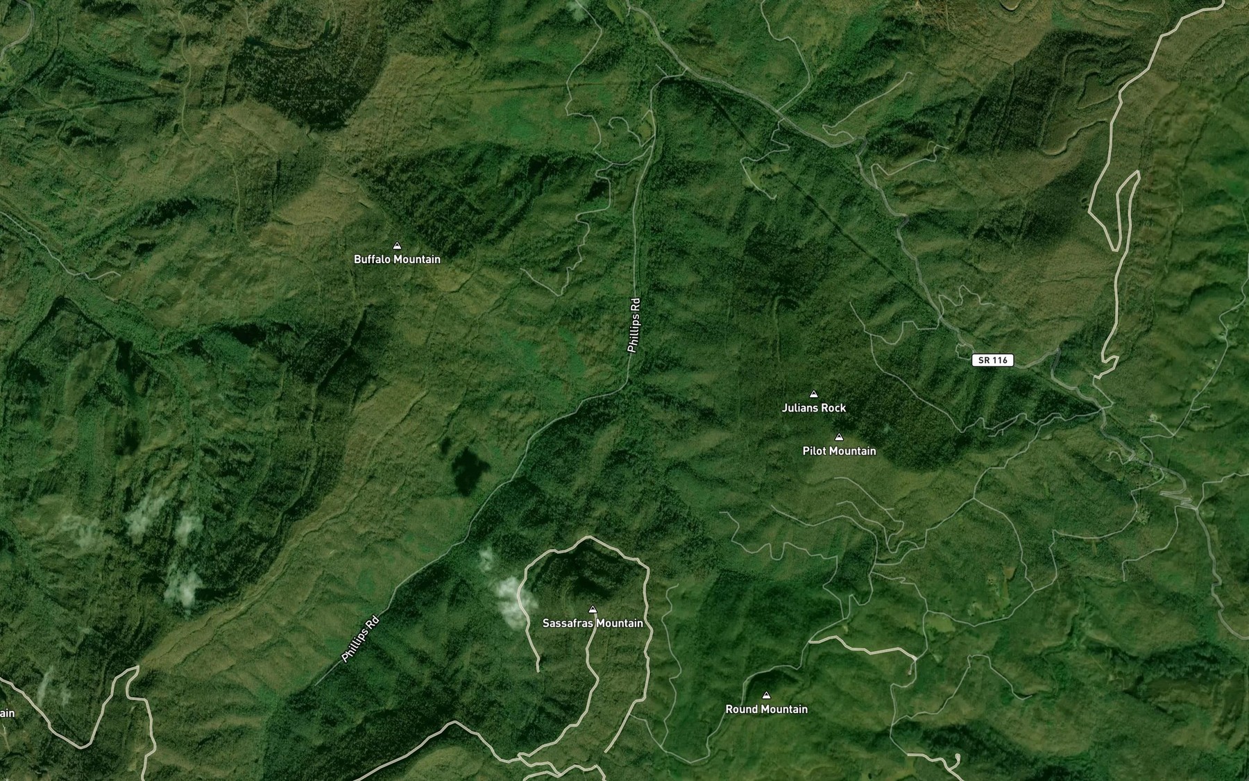 Satellite map of the East Fork Ligias Creek