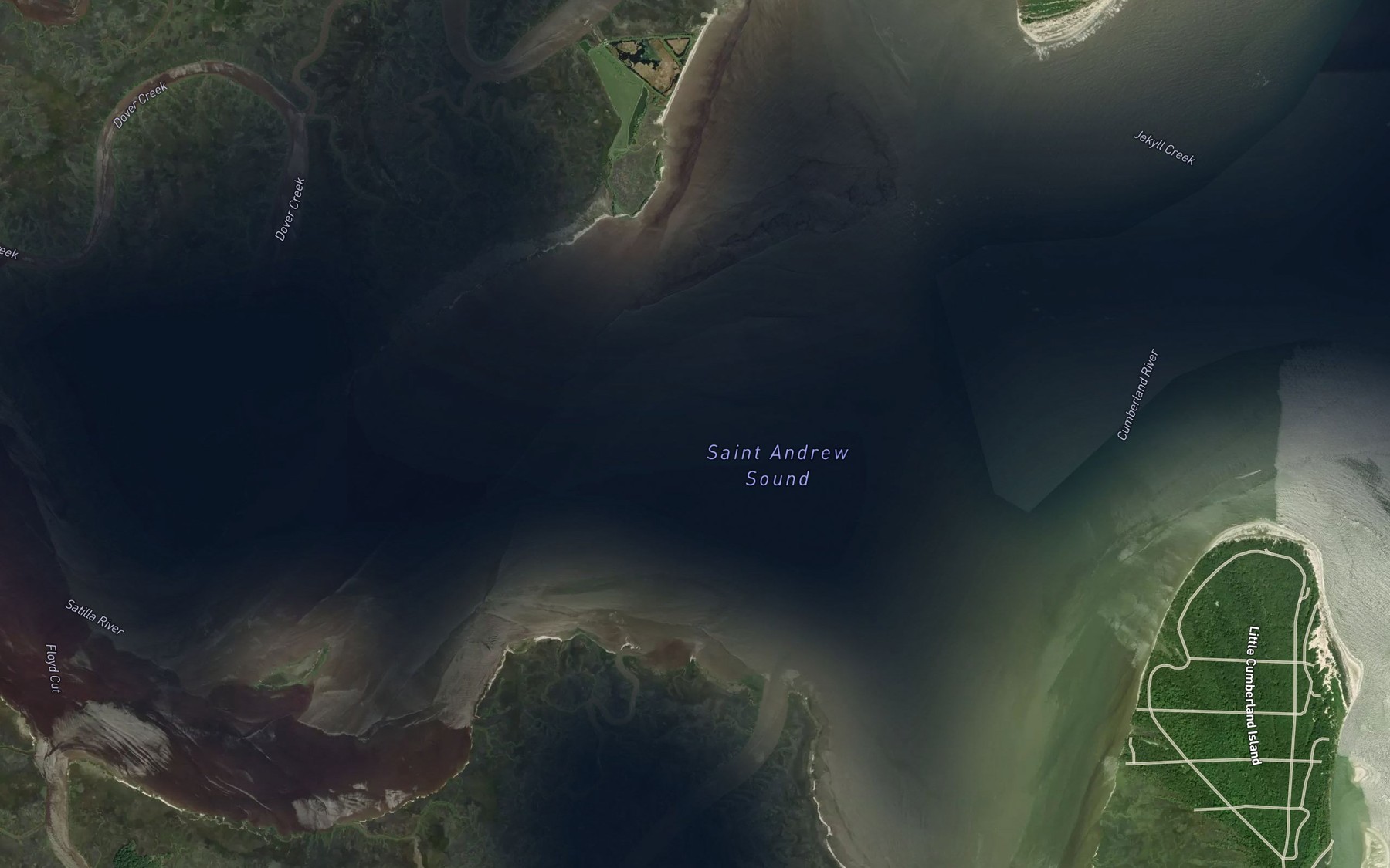 Satellite map of the Satilla River