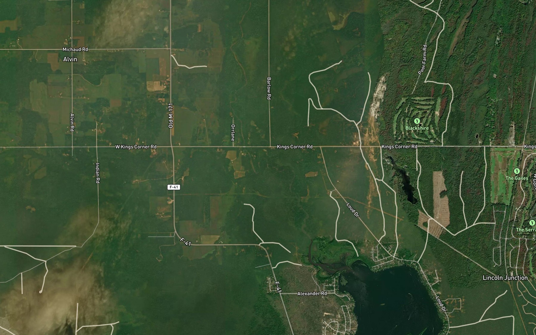 Satellite map of the Hill Creek