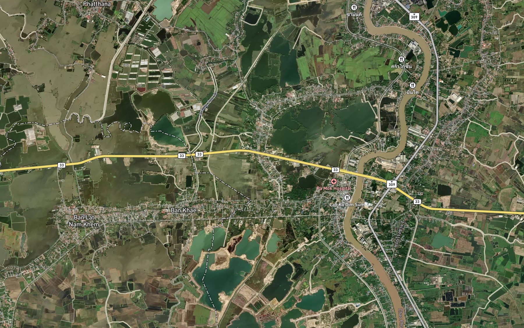 Satellite map of the Khlong Sam Lok