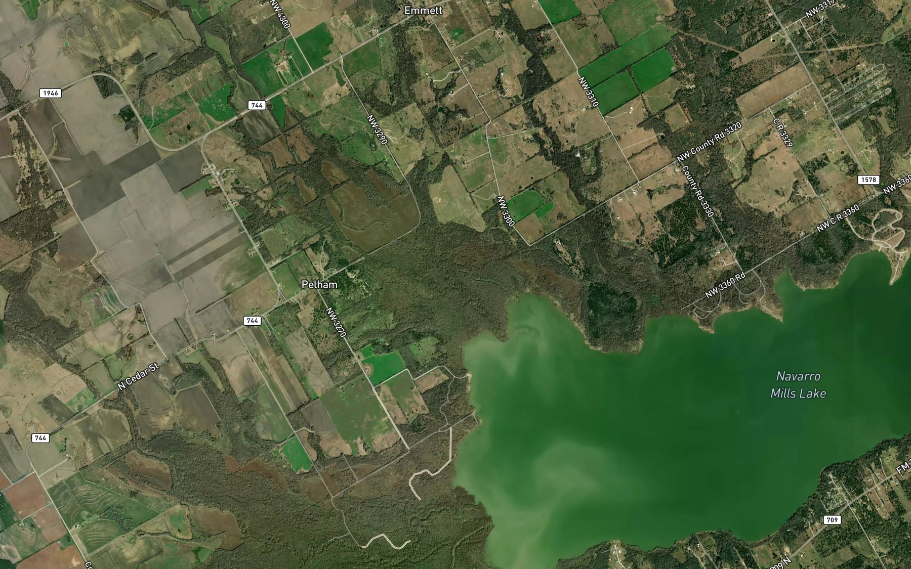 Satellite map of the Hackberry Creek