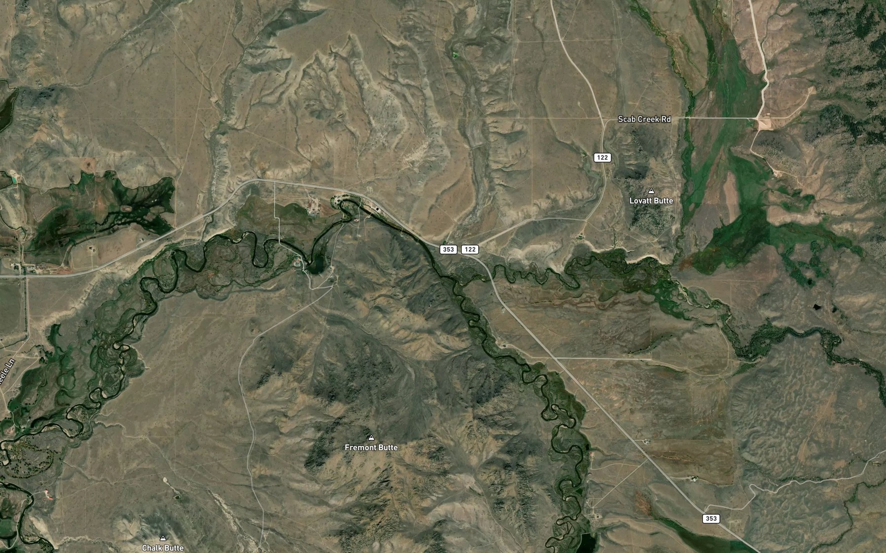 Satellite map of the Silver Creek