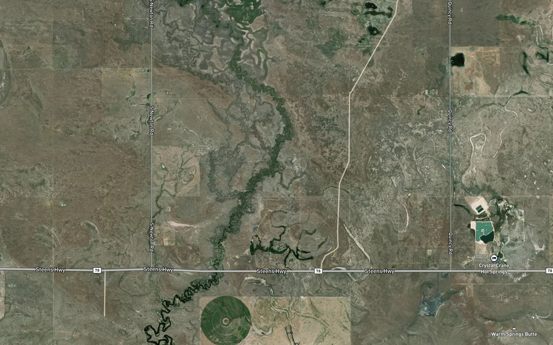 Satellite map of the Hot Springs Slough