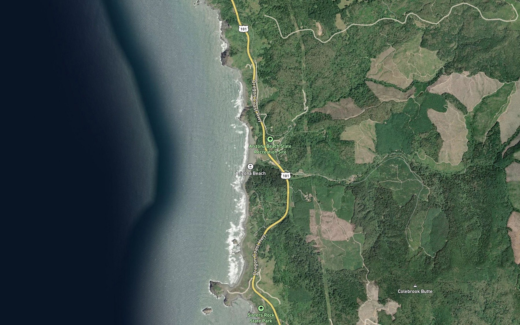 Satellite map of the Myrtle Creek