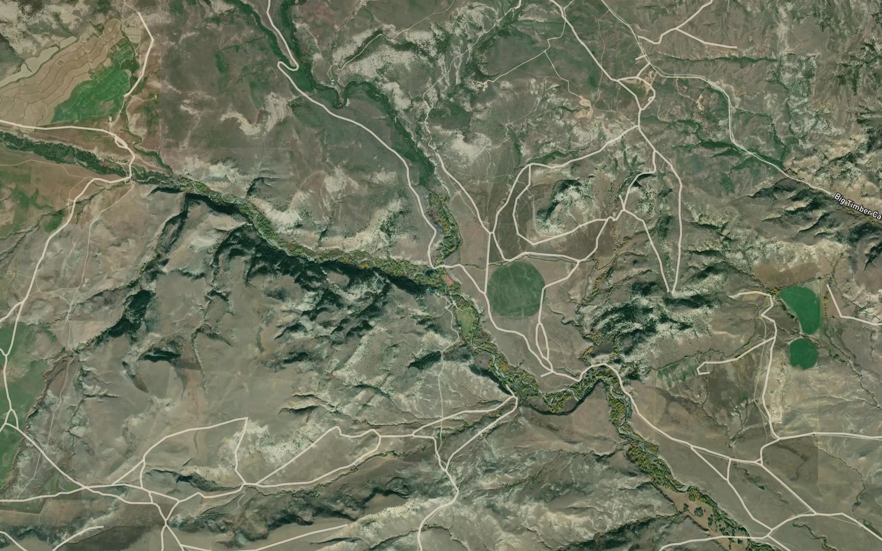 Satellite map of the South Fork Big Timber Creek