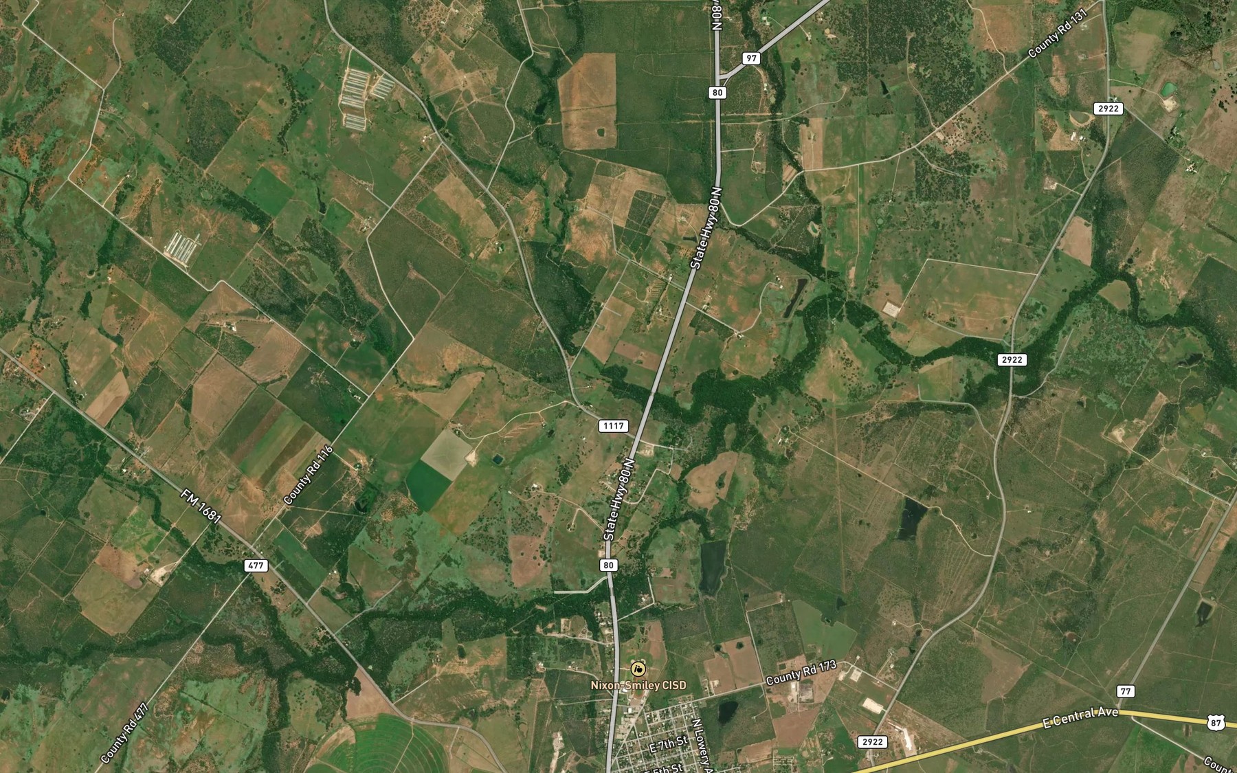 Satellite map of the Nose Creek