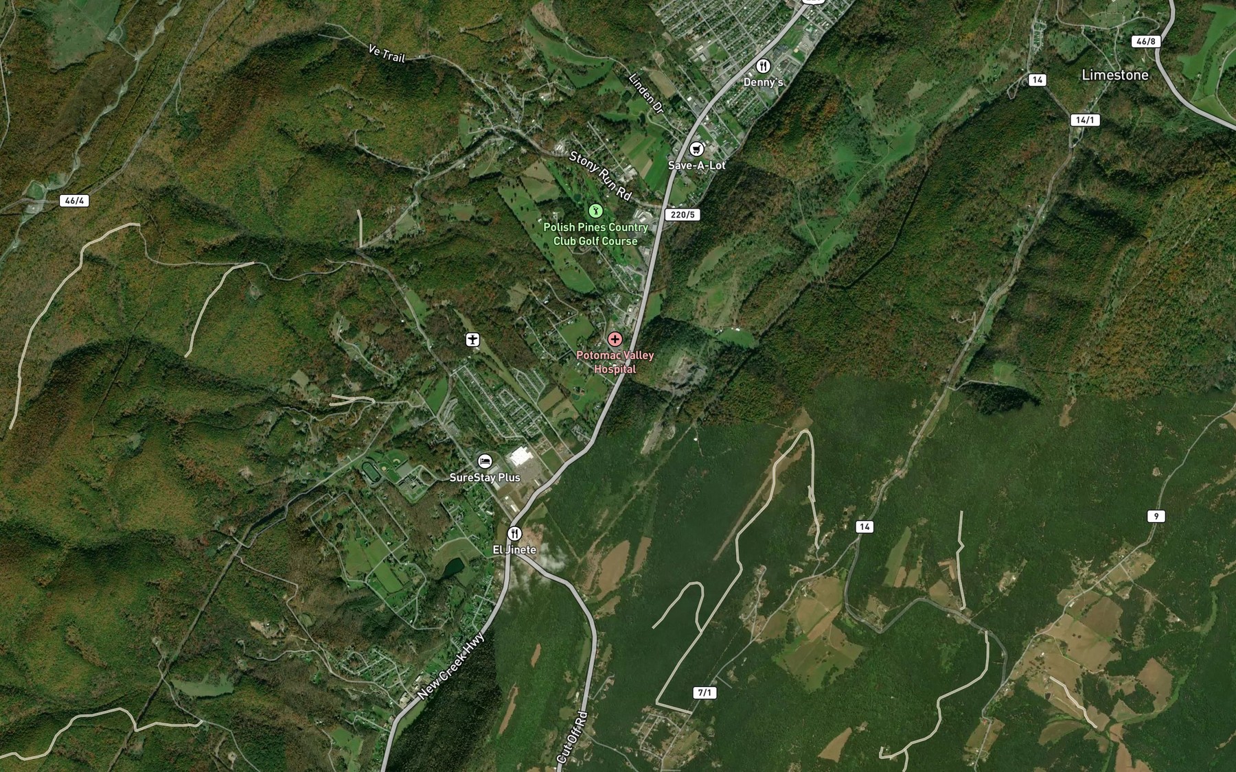 Satellite map of the Block Run