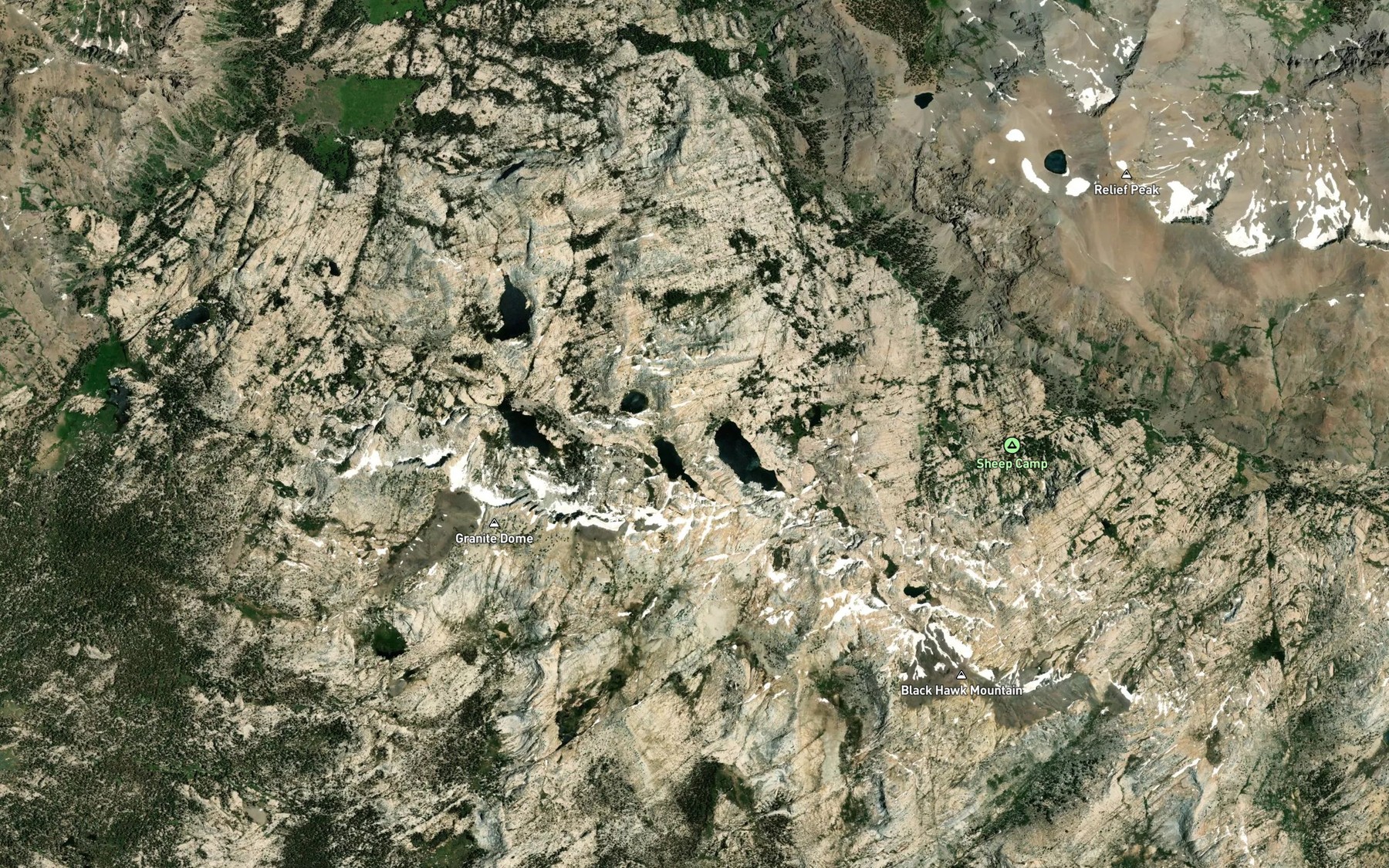 Satellite map of the Lewis Lakes