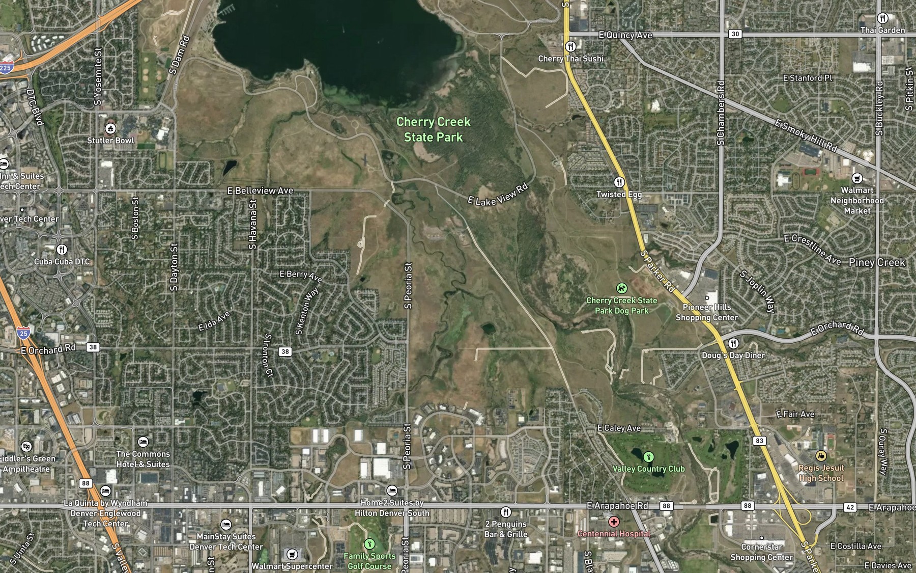 Satellite map of the Lone Tree Creek