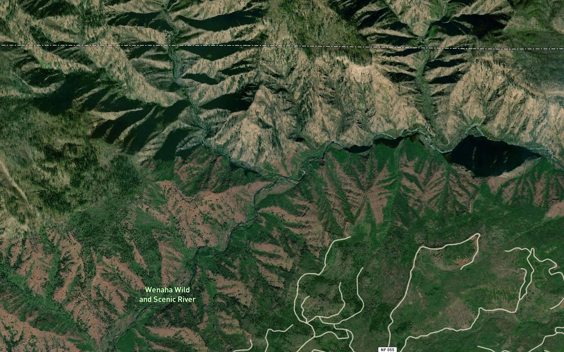 Satellite map of the Butte Creek