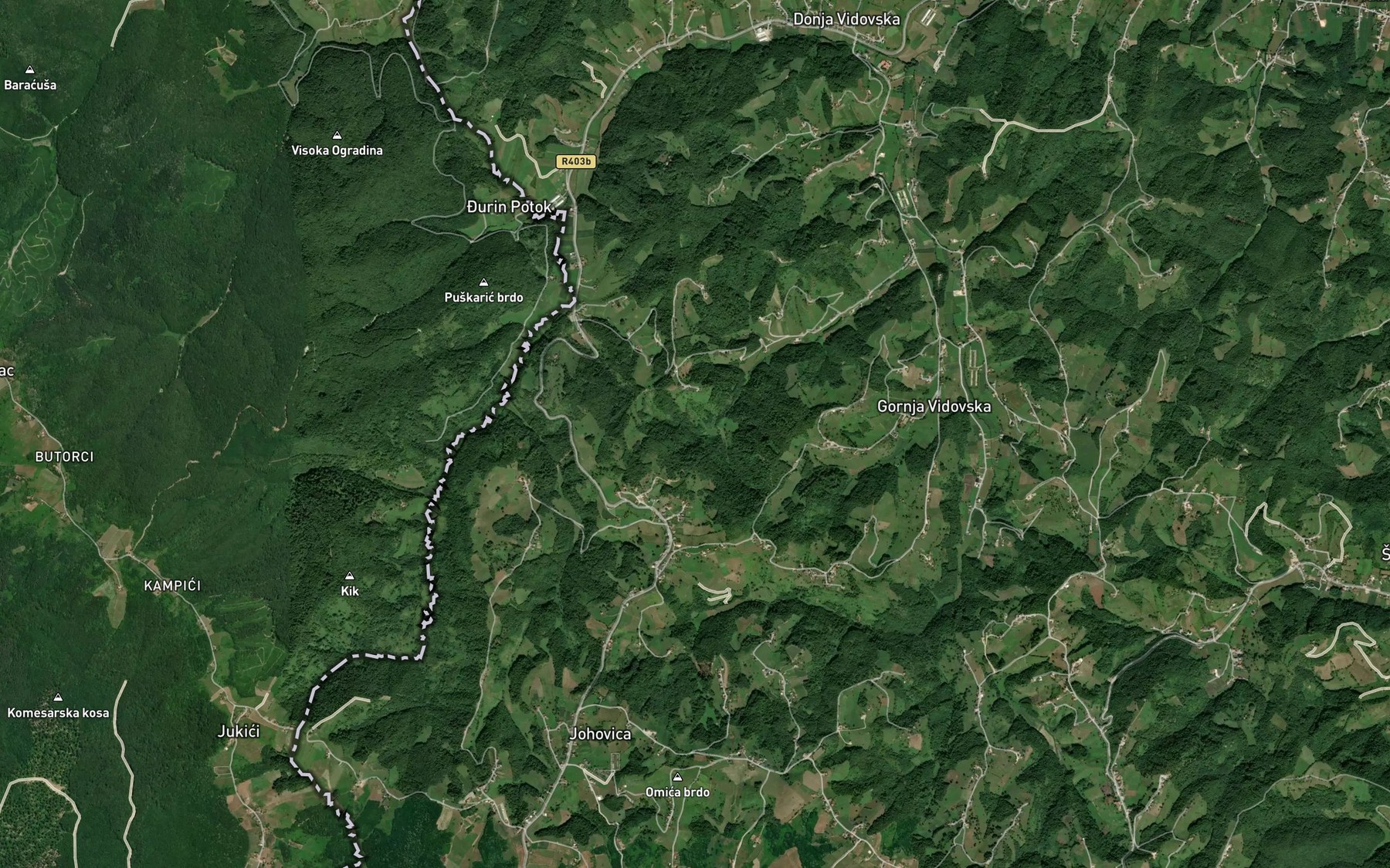 Satellite map of the Ildza Vrela