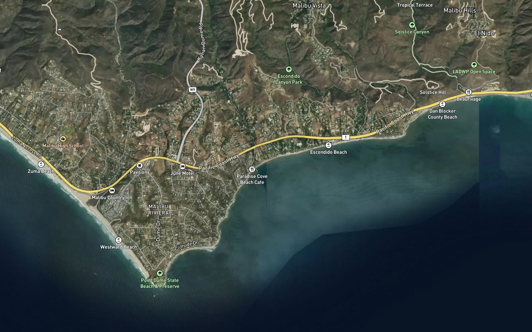 Satellite map of the Paradise Cove