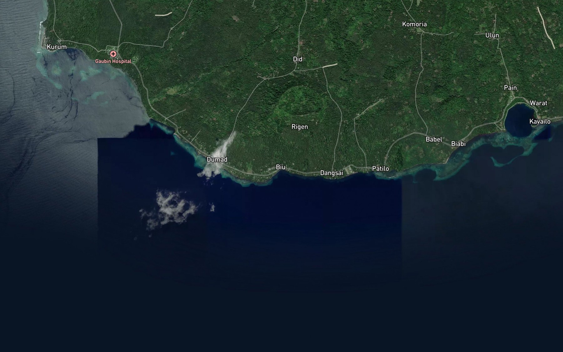 Satellite map of the Biu Bay