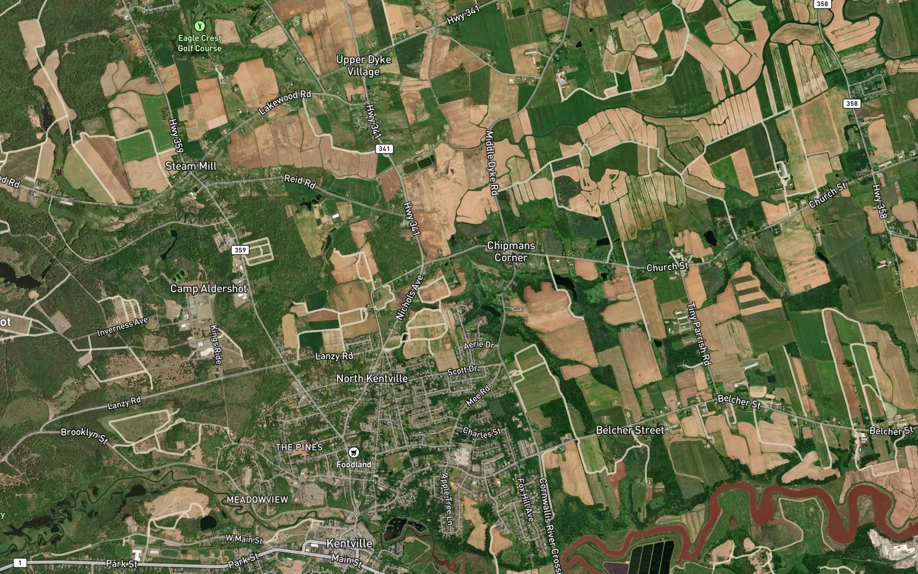 Satellite map of the Hillcrest Brook