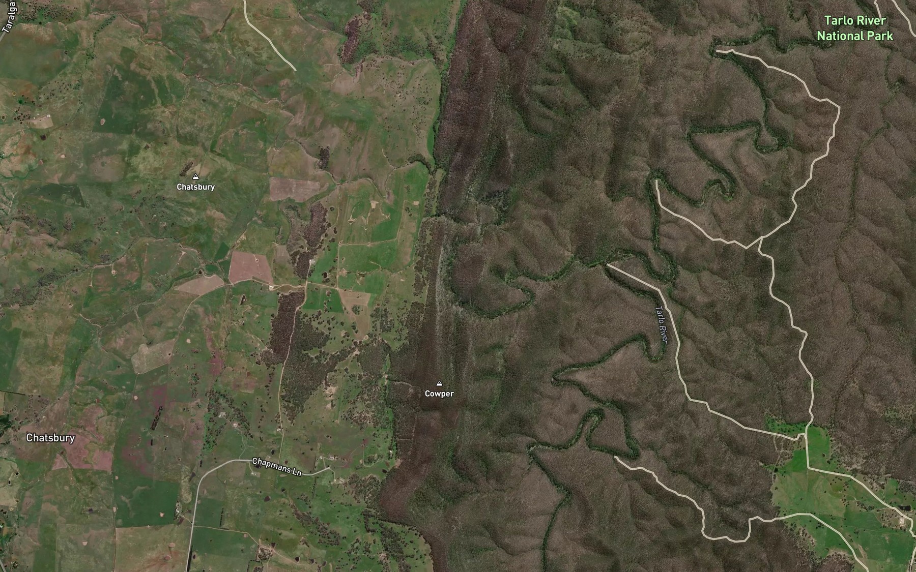 Satellite map of the Myrtle Creek