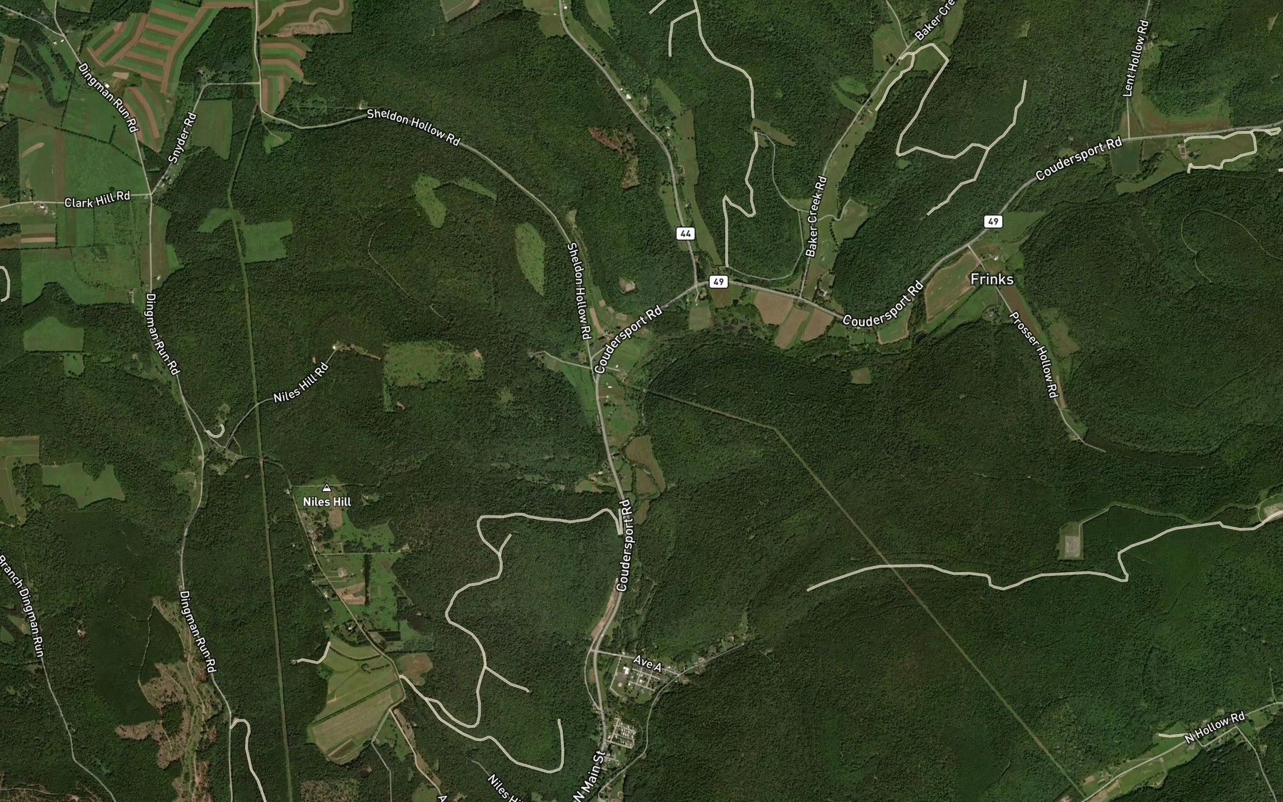 Satellite map of the Steer Run