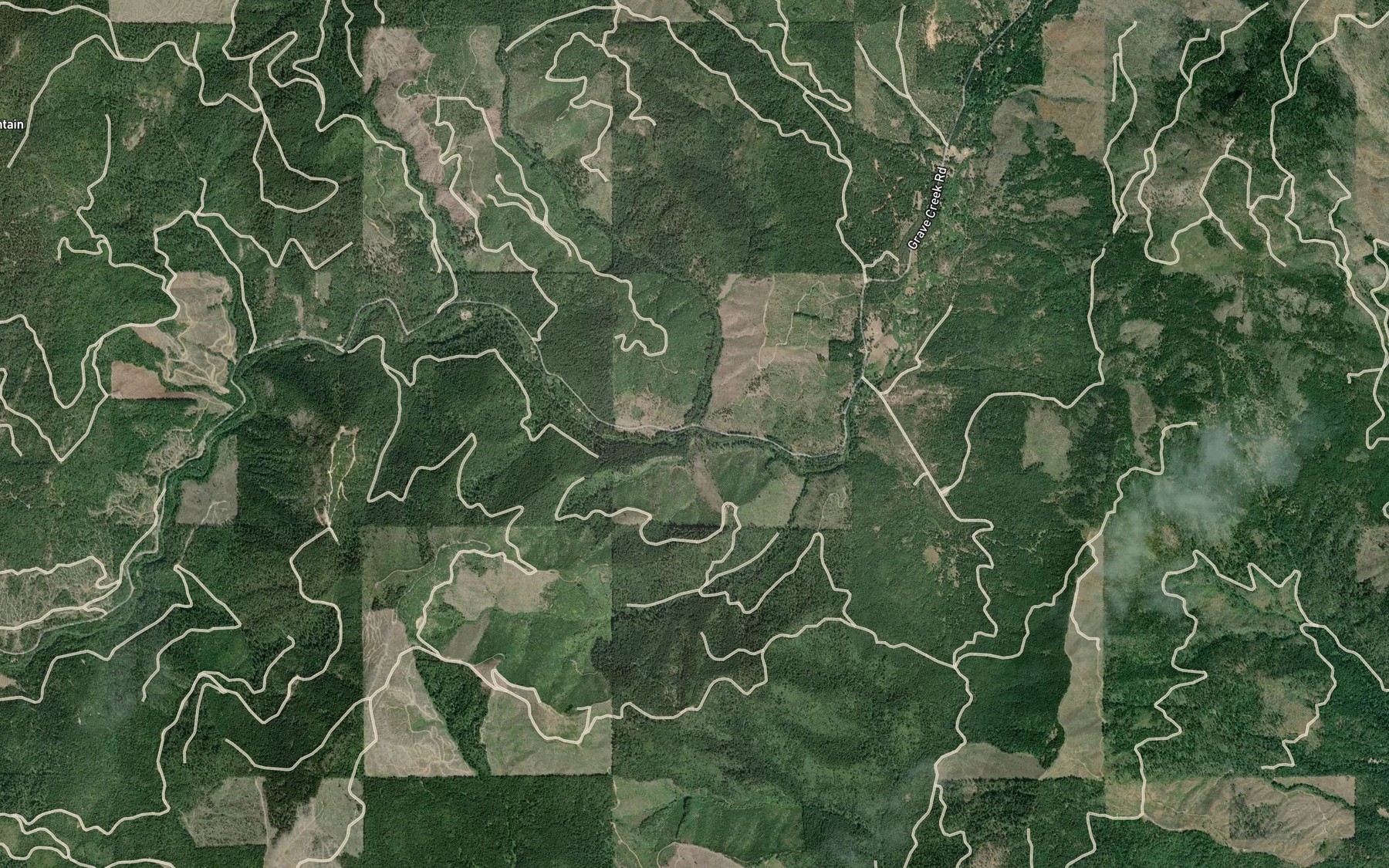 Satellite map of the Boulder Creek