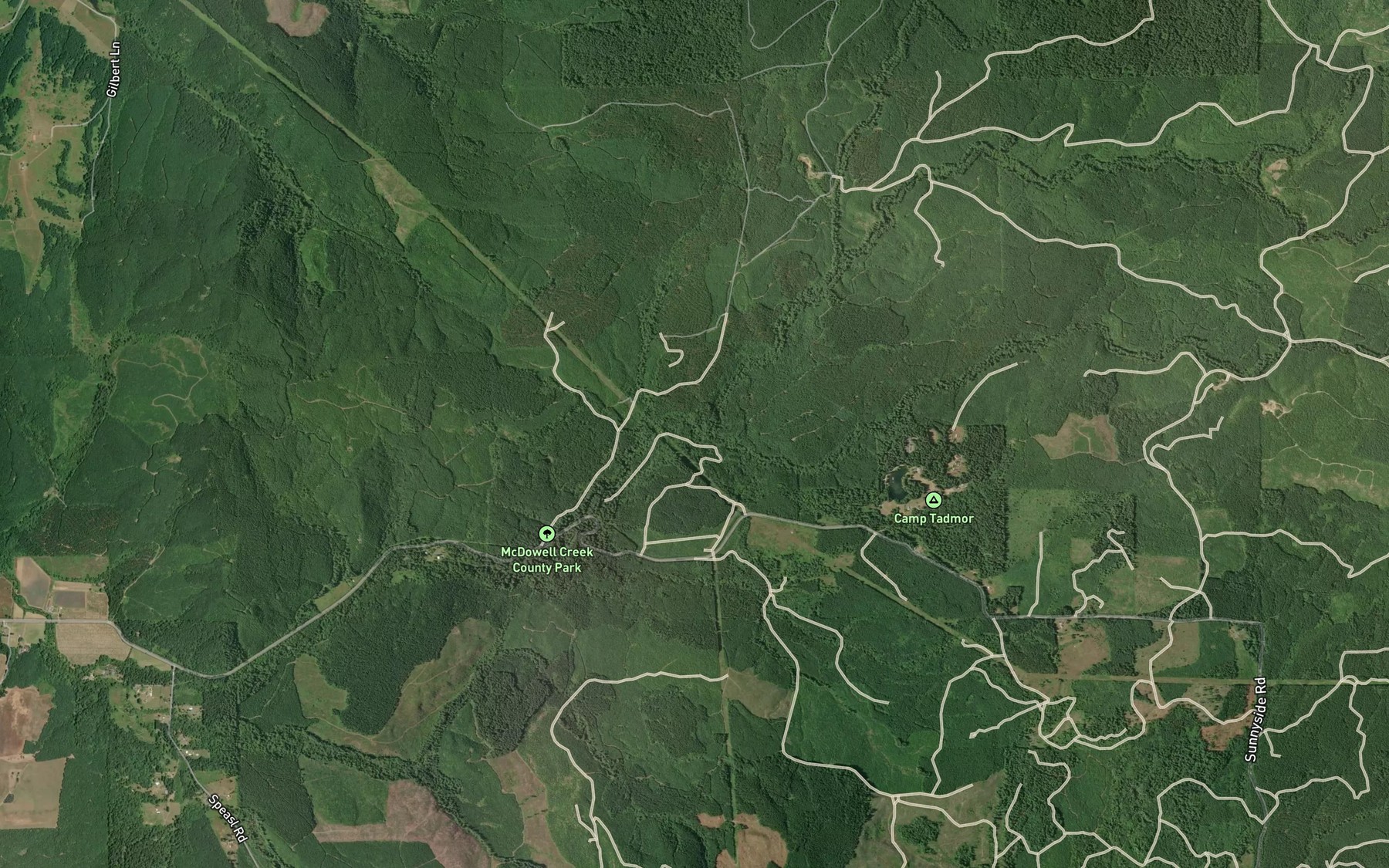 Satellite map of the Cedar Creek