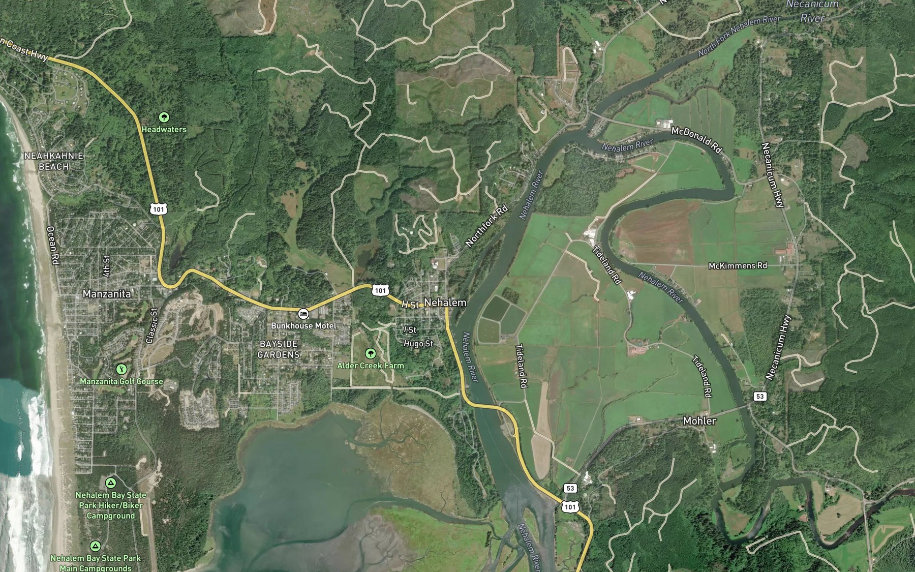 Satellite map of the Tubessing Creek