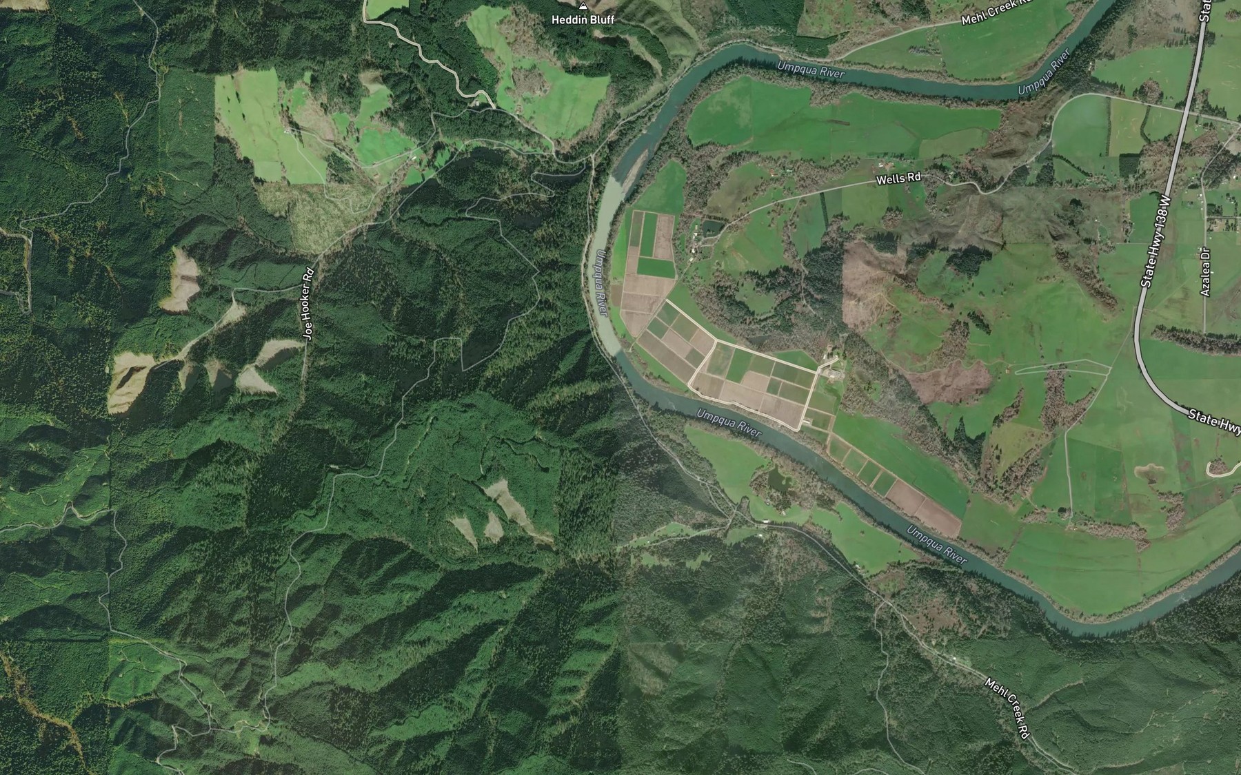 Satellite map of the Mehl Creek